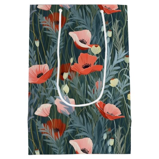 Red Poppy Meadow Medium Cadeauzakje (Achterkant)