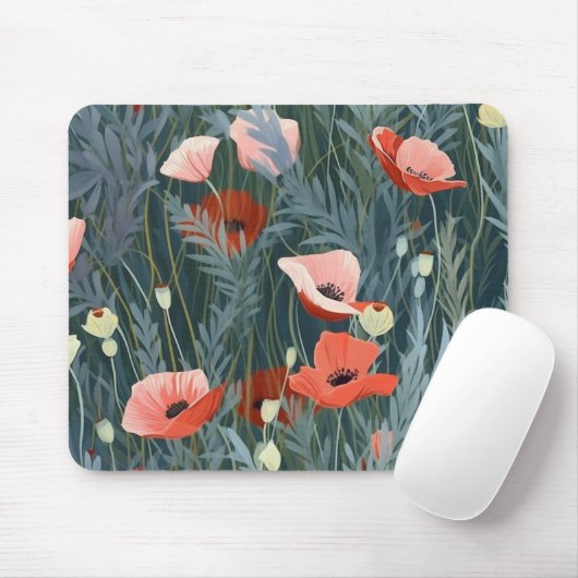 Red Poppy Meadow Muismat (Met muis)