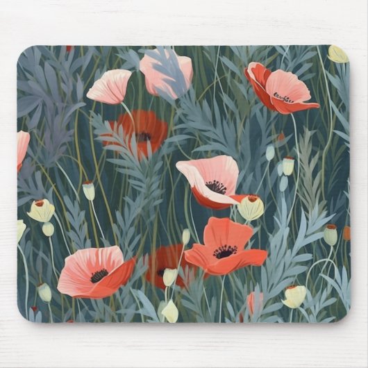 Red Poppy Meadow Muismat (Voorkant)