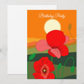 Red Poppy Meadow op Sunset Botanical Personalized Kaart (Voorkant / Achterkant)