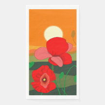 Red Poppy Meadow op Sunset Illustration
