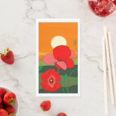 Red Poppy Meadow op Sunset Illustration Servet (Insitu)