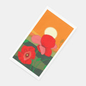 Red Poppy Meadow op Sunset Illustration Servet (Hoek)