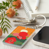 Red Poppy Meadow op Sunset Illustration Sleutelhanger (Voorkant Rechts)