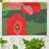 Red Poppy Meadow op Sunset Theedoek (Gevouwen)