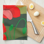 Red Poppy Meadow op Sunset Theedoek (Quarter Fold)