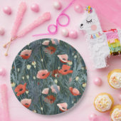 Red Poppy Meadow Papieren Bordje (Feest)