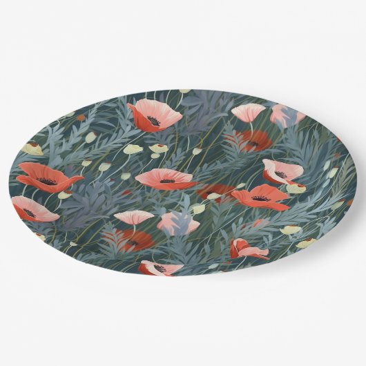 Red Poppy Meadow Papieren Bordje (Gekanteld)