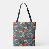 Red Poppy Meadow Tote Bag (Achterkant)