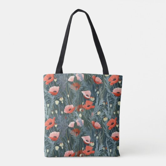 Red Poppy Meadow Tote Bag (Achterkant)