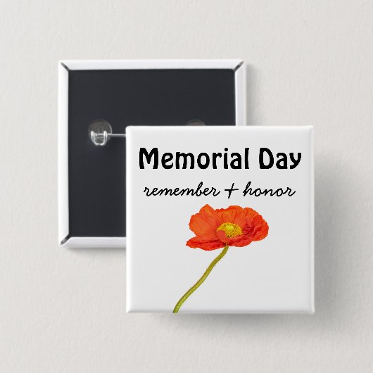 Red Poppy Memorial Day Vierkante Button 5,1 Cm (Voorkant /achterkant)