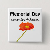 Red Poppy Memorial Day Vierkante Button 5,1 Cm (Voorkant)