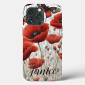 Red Poppy Monogram Case-Mate iPhone Case (Achterkant)
