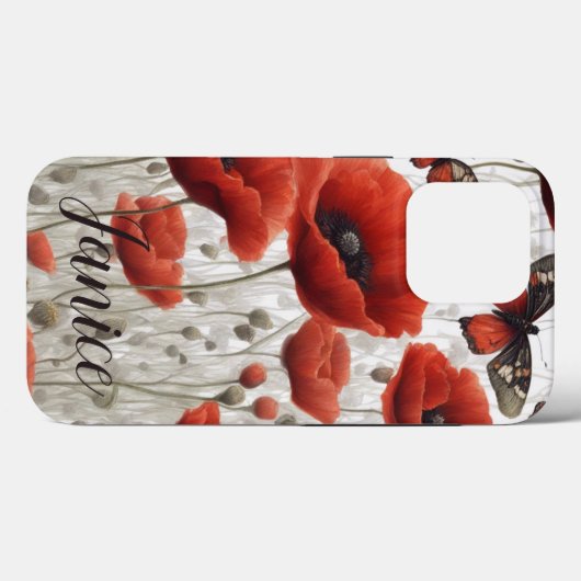 Red Poppy Monogram Case-Mate iPhone Case (Achterkant (horizontaal))