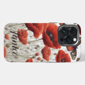 Red Poppy Monogram iPhone Hoesje (Achterkant horizontaal)