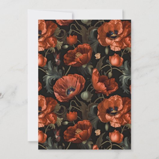 Red Poppy Moody Foto Uitvaart Aankondiging (Achterkant)