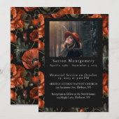 Red Poppy Moody Foto Uitvaart Aankondiging (Voorkant / Achterkant)