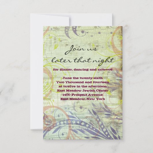 RED POPPY MUSICAL Bat Mitzvah Party Kaart (Voorkant)