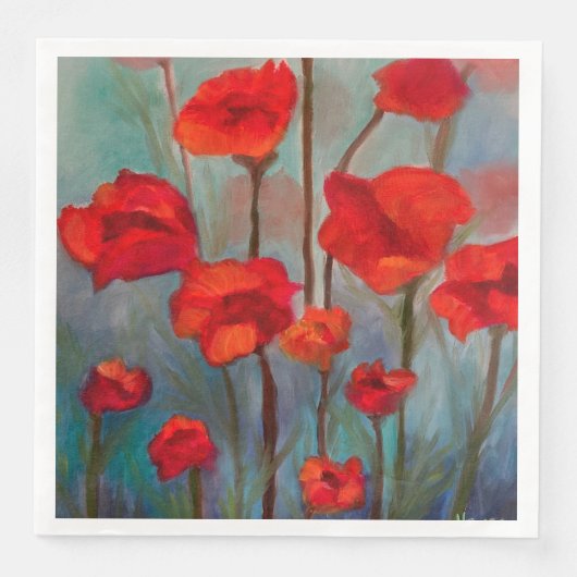 Red Poppy Napkins Servet (Voorkant)