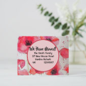 Red Poppy New Address Briefkaart, we gaan verder Briefkaart (Staand voorkant)