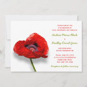 Red Poppy on White Wedding Invitation Kaart (Voorkant)
