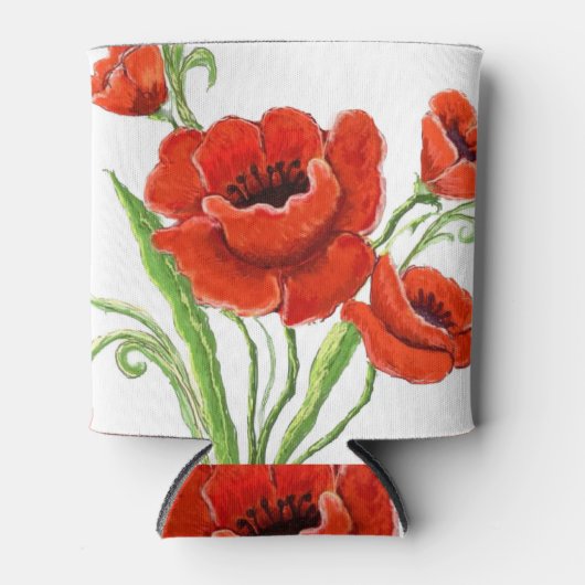 Red Poppy-ontwerp Blikjeskoeler (Voorkant)