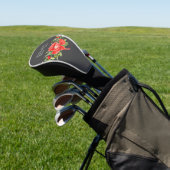 Red Poppy op grijs  monogram Golfheadcover (Insitu)