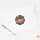 Red Poppy op grijs  monogram Ronde Sticker (Envelop)