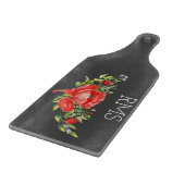 Red Poppy op grijs  monogram Snijplank (Hoek)