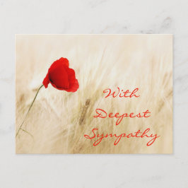 Red Poppy Open Field met diepste sympathie Briefkaart
