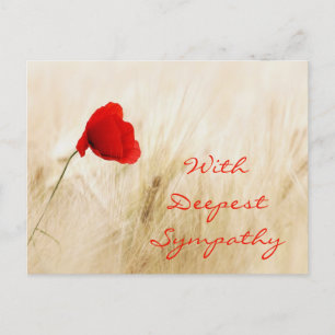 Red Poppy Open Field met diepste sympathie Briefkaart