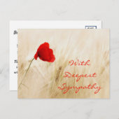 Red Poppy Open Field met diepste sympathie Briefkaart (Voorkant / Achterkant)