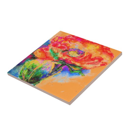 Red Poppy-oranje Tegeltje (Zijkant)