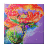 Red Poppy-paars Tegeltje (Voorkant)
