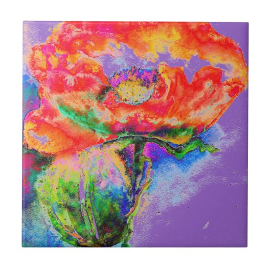 Red Poppy-paars Tegeltje (Voorkant)