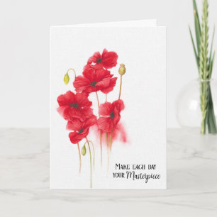 Red Poppy Painting for Birthday Kaart