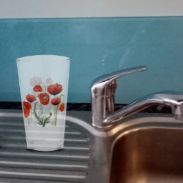 RED POPPY Parade Floral Glas