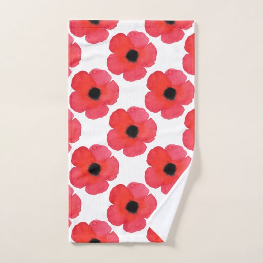 Red Poppy Pattern Bad Handdoek (Handdoek)