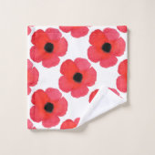 Red Poppy Pattern Bad Handdoek (Wasdoekje)