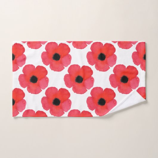 Red Poppy Pattern Bad Handdoek (Handdoek)
