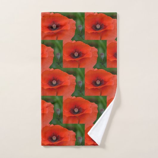 Red Poppy Pattern Bad Handdoek (Handdoek)