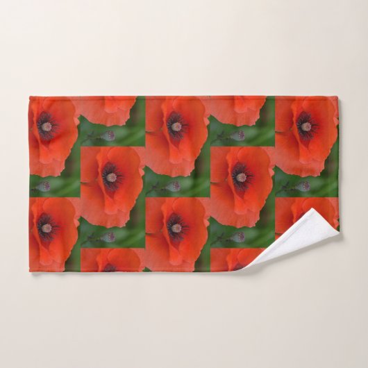 Red Poppy Pattern Bad Handdoek (Handdoek)