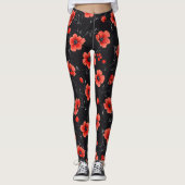 Red Poppy Pattern Leggings (Voorkant)