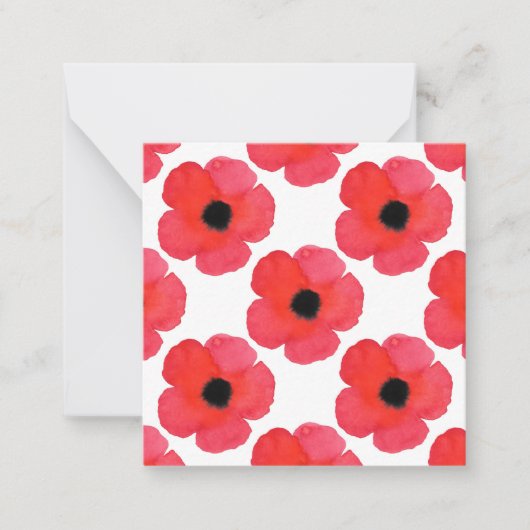 Red Poppy Pattern Notitiekaartje (Voorkant)