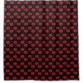 Red Poppy Pattern on Black Shower Curtain Douchegordijn (Voorkant)