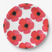 Red Poppy Pattern Papieren Bordje (Voorkant)