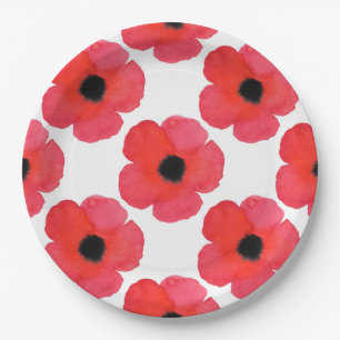 Red Poppy Pattern Papieren Bordje