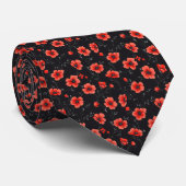 Red Poppy Pattern Stropdas (Opgerold)