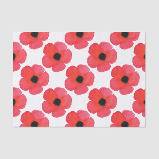 Red Poppy Pattern Tissuepapier (Voorkant)
