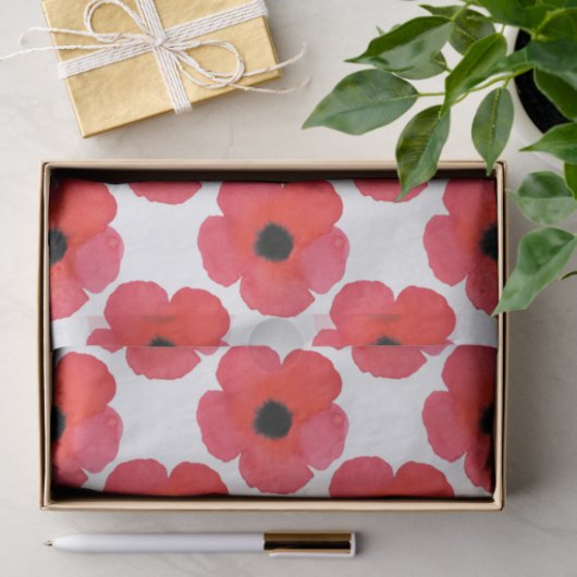 Red Poppy Pattern Tissuepapier (Geschenk)